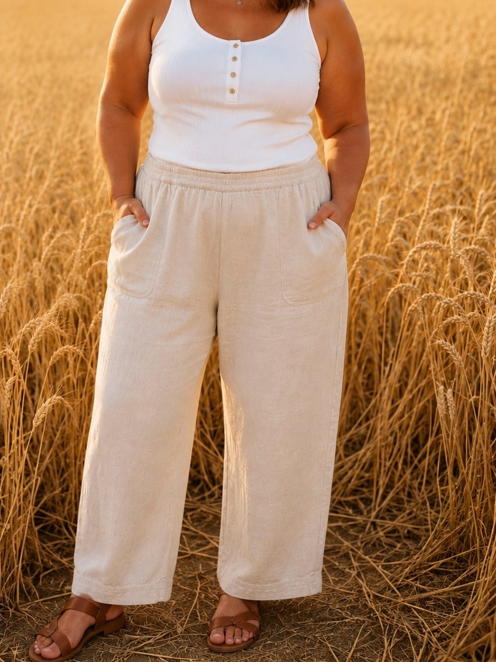 Old Navy | Cotton Linen Blend Pull-On Pants | Women's Size 18 XXL